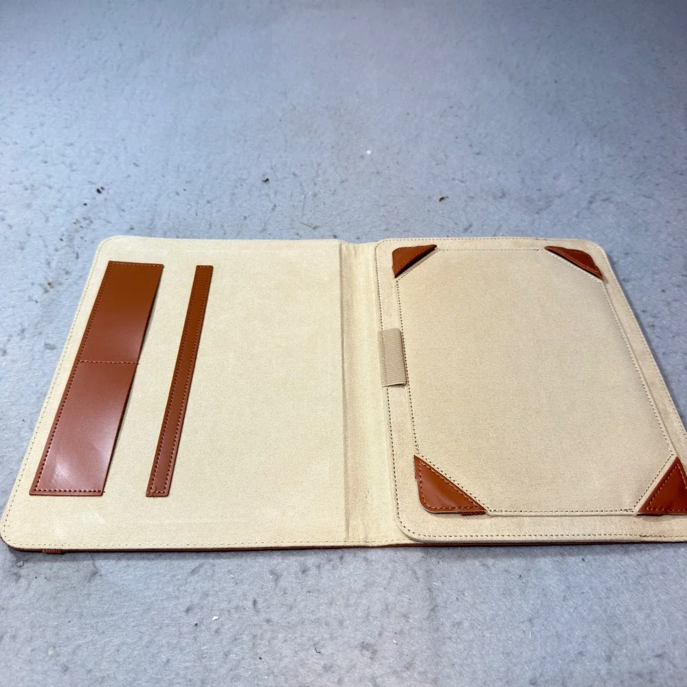 Unbranded Tablet Portfolio Unisex Medium Tan Good Canvas Faux Leather Folio